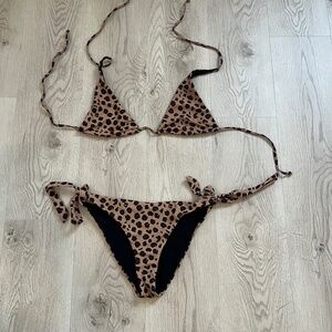 Two Piece Swimsuit Bikini Set Leopard Print Sz. M